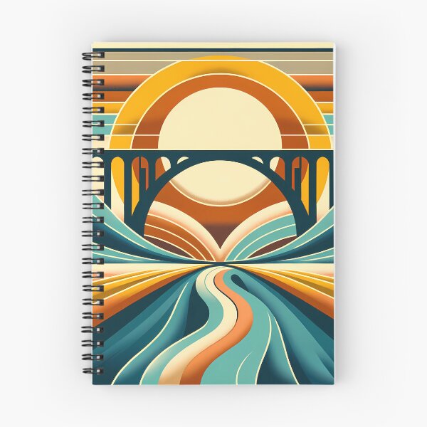 Item preview, Retro Bridge at Sunrise Landscape designed and sold by InkSmithery.
