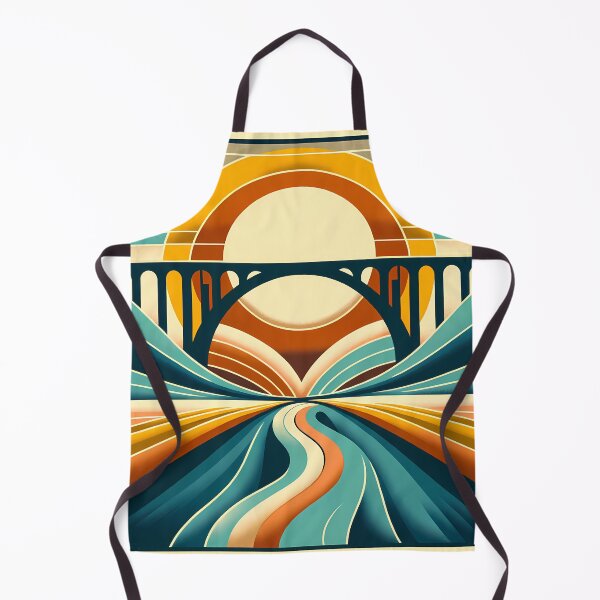 Item preview, Retro Bridge at Sunrise Landscape designed and sold by InkSmithery.