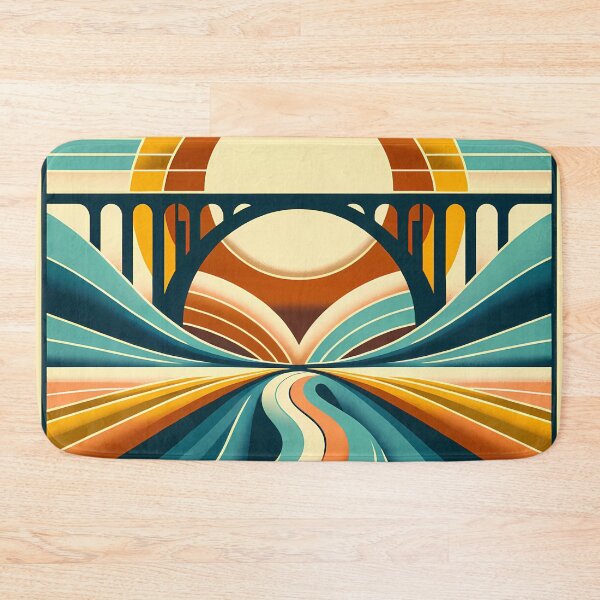 Item preview, Retro Bridge at Sunrise Landscape designed and sold by InkSmithery.