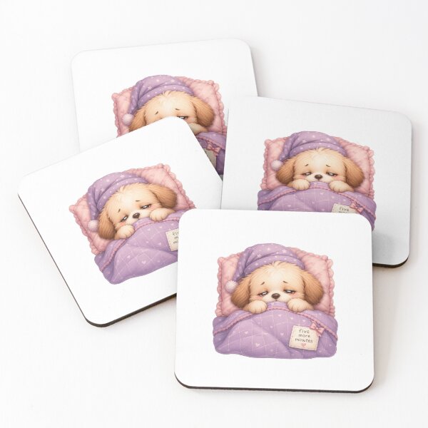 Item preview, Cute Sleepy Puppy “Five More Minutes” Sticker | Kawaii Dog Aesthetic | Cozy Lazy Morning Vibes designed and sold by VeltriX Store.