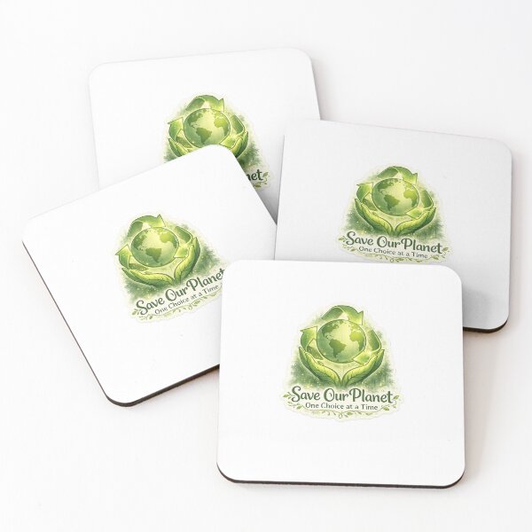 Item preview, Save Our Planet – Minimalist Green Earth & Leaf Hands Eco Sticker Design designed and sold by SparkVault.