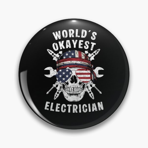 Item preview, World's Okayest Electrician - Patriotic American Flag Skull & Tools designed and sold by Dmetalx Art Apparel.