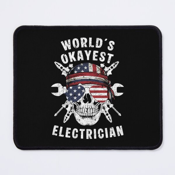 Item preview, World's Okayest Electrician - Patriotic American Flag Skull & Tools designed and sold by Dmetalx Art Apparel.