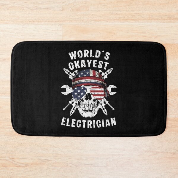 Item preview, World's Okayest Electrician - Patriotic American Flag Skull & Tools designed and sold by Dmetalx Art Apparel.