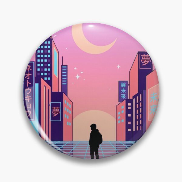Item preview, Retro Vaporwave City — 90s Aesthetic Synthwave Sunset Cityscape Art designed and sold by spectomine.