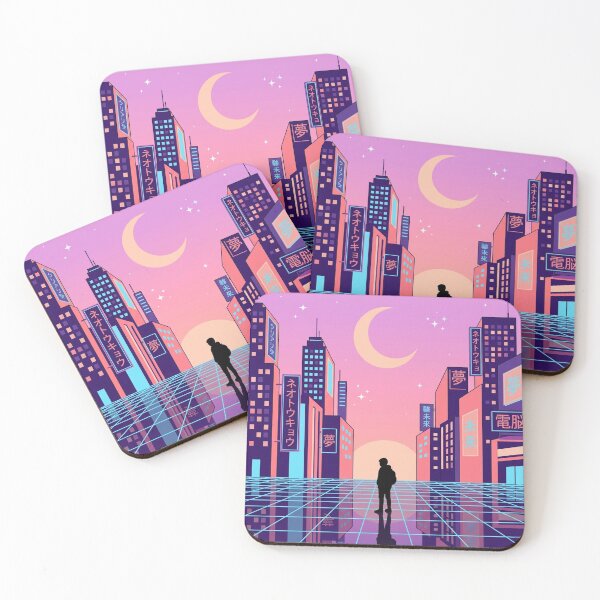 Item preview, Retro Vaporwave City — 90s Aesthetic Synthwave Sunset Cityscape Art designed and sold by spectomine.