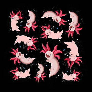 Artwork thumbnail, Axolotls In Space (Pattern) by CartoonDinosaur