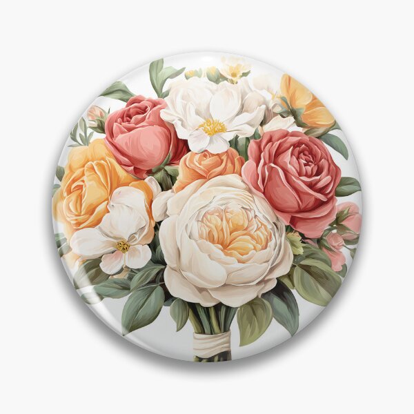 Item preview, Elegant Peach and Cream Rose Bouquet Botanical Art designed and sold by DesignArtist.ia.
