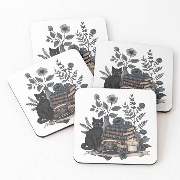 Item preview, Bookish Black Cat Teacup designed and sold by IllumeInk.