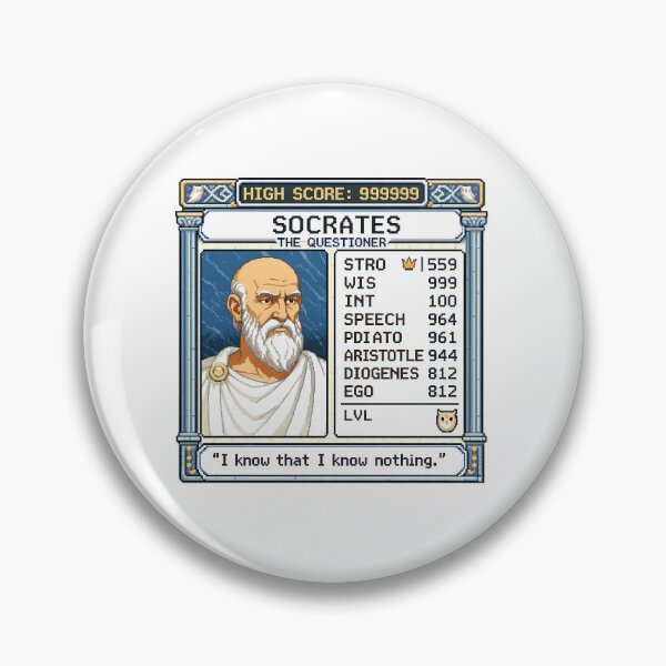 Item preview, Socrates RPG – I Know That You Know Nothing | Pixel Art Philosophy Print designed and sold by OzzFrequency.