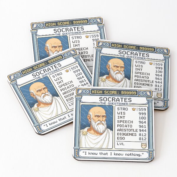 Item preview, Socrates RPG – I Know That You Know Nothing | Pixel Art Philosophy Print designed and sold by OzzFrequency.