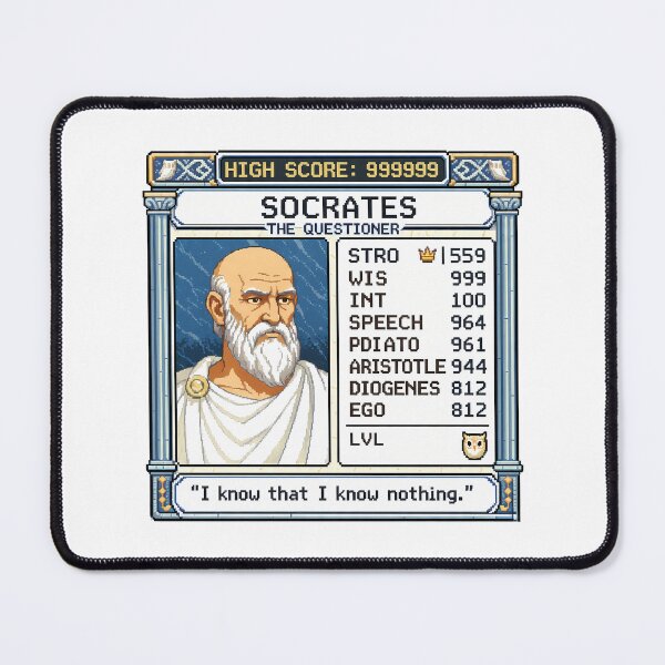 Item preview, Socrates RPG – I Know That You Know Nothing | Pixel Art Philosophy Print designed and sold by OzzFrequency.