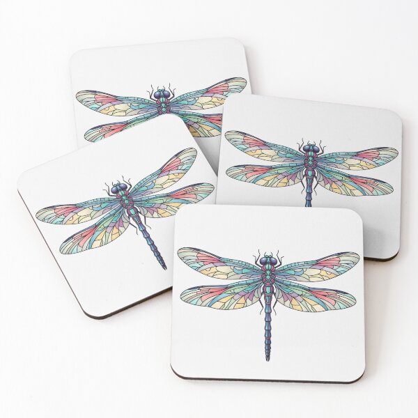 Item preview, Vibrant Stained Glass Dragonfly Illustration designed and sold by TheDenimArt.