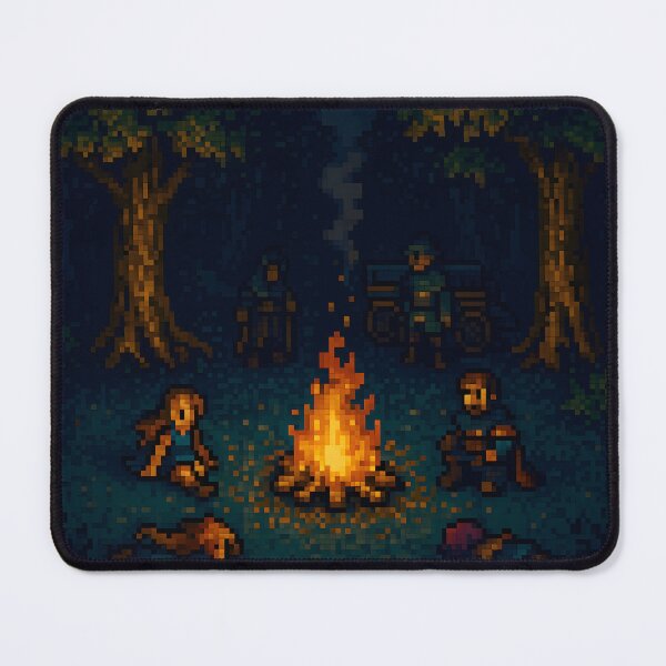 Item preview, Pixel Art Campfire Scene in Forest at Night designed and sold by PandaTShirtShop.