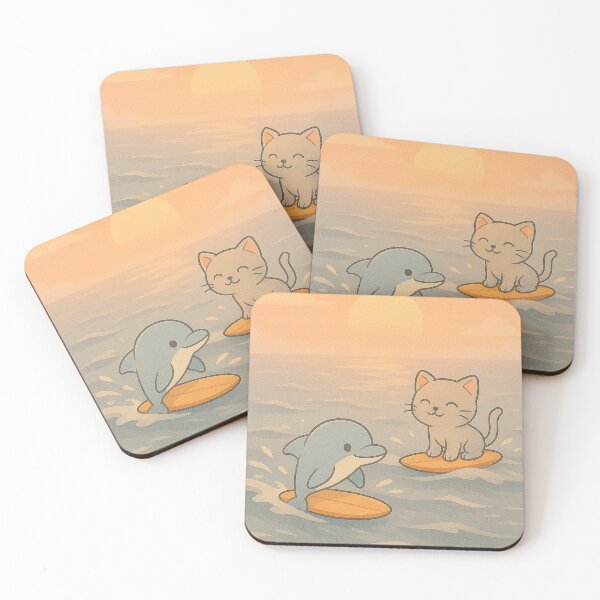 Item preview, Misty Morning Surf – Dolphin & Kitten designed and sold by mbmstores.