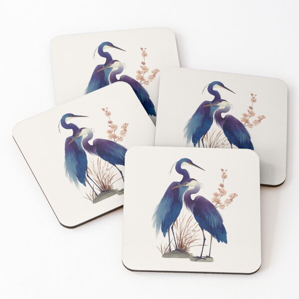 Item preview, Two Herons with Blossom Branch Chinoiserie Bird Art Print designed and sold by BestVarieties.