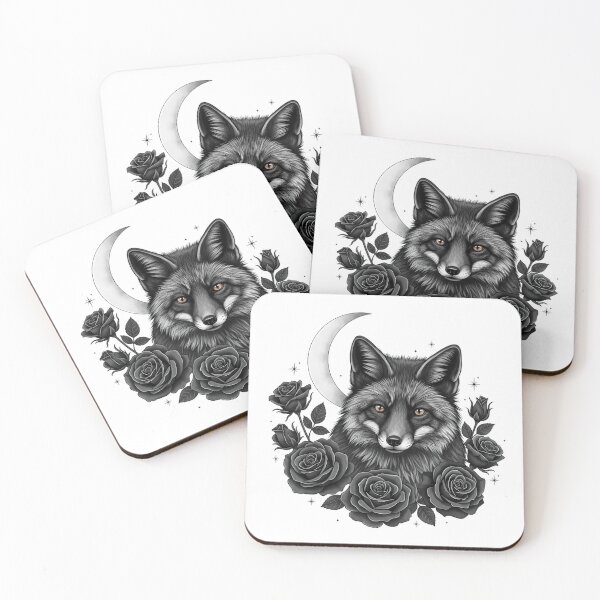 Item preview, Black Fox Rose Crescent designed and sold by IllumeInk.