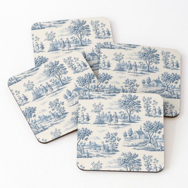 Item preview, French Toile de Jouy Countryside Pattern – Classic Blue Pastoral Seamless Design designed and sold by Tamas Das.