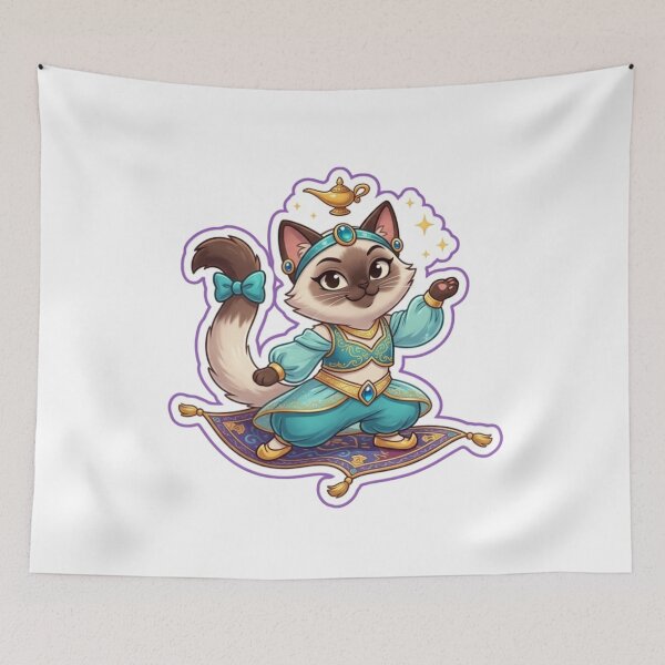 Item preview, Brave Princess Jasmine Cat on Magic Carpet designed and sold by Purely Art Shop.