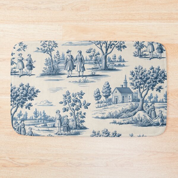 Item preview, French Toile de Jouy Countryside Pattern – Classic Blue Pastoral Seamless Design designed and sold by Tamas Das.