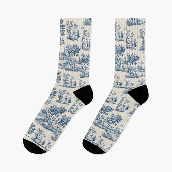 Item preview, French Toile de Jouy Countryside Pattern – Classic Blue Pastoral Seamless Design designed and sold by Tamas Das.