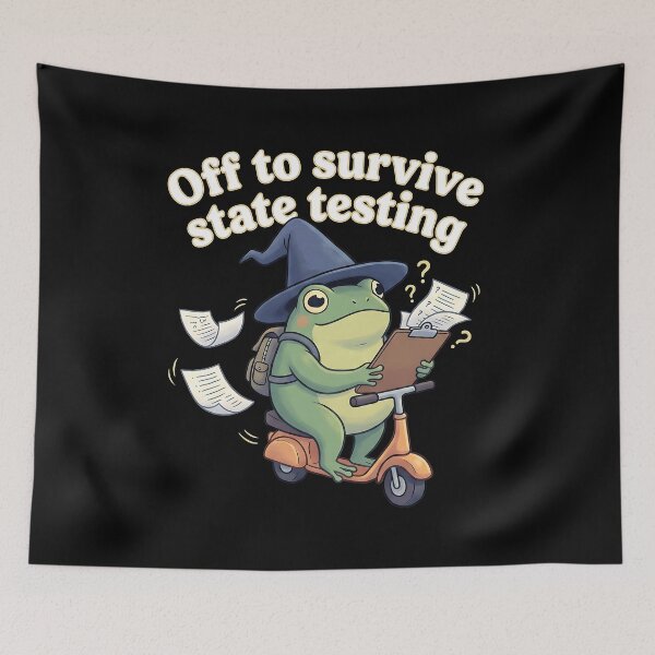 Item preview, Off To Survive State Testing Cute Frog Witch Scooter Student Teacher designed and sold by graphixpolash.