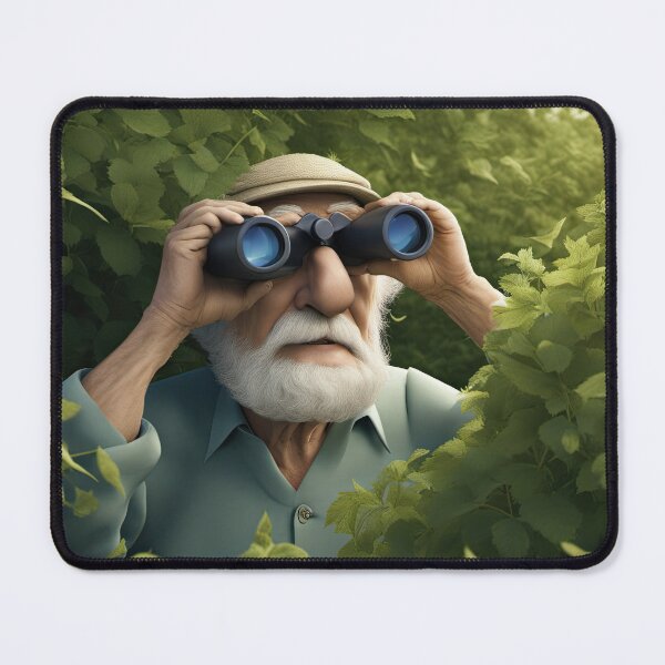 Item preview, Old Man hiding in a hedgerow with binoculars designed and sold by Colin Bentham.