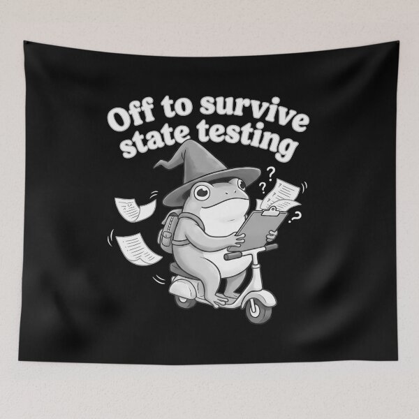 Item preview, Off To Survive State Testing Cute Frog Witch Scooter Student Teacher Exam designed and sold by graphixpolash.