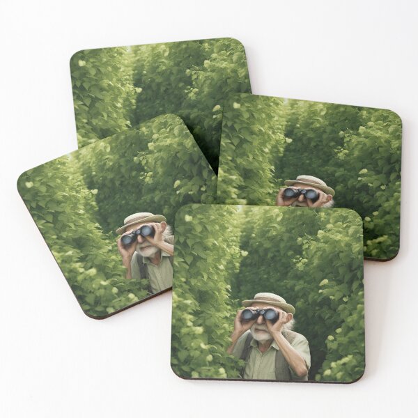 Item preview, Old Man hiding in a hedgerow with binoculars designed and sold by Colin Bentham.