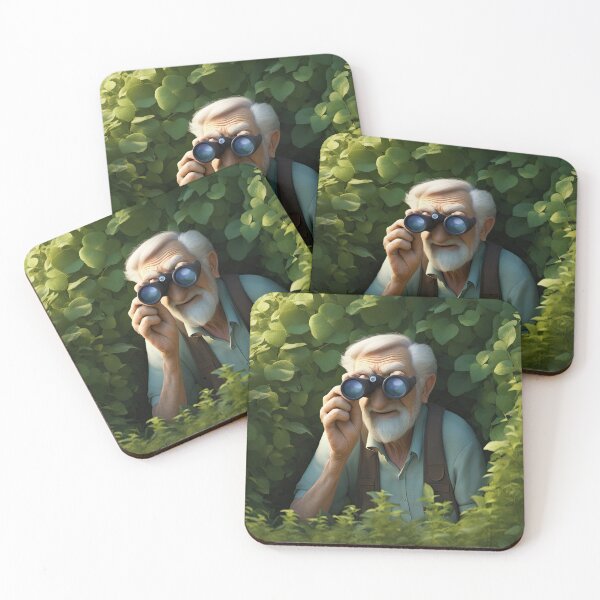 Item preview, Old Man hiding in a hedgerow with binoculars designed and sold by Colin Bentham.