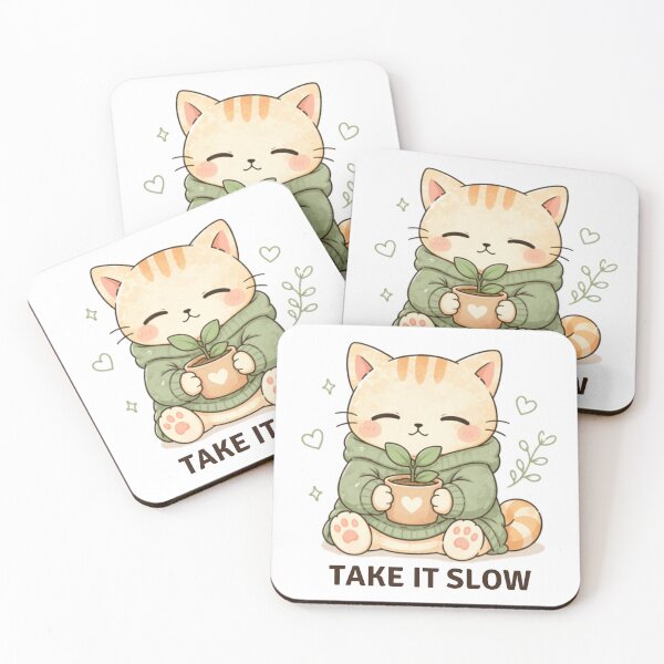 Item preview, Take It Slow Cat | Cute Kawaii Aesthetic | Calm Healing Mood Design designed and sold by The Mood Index.