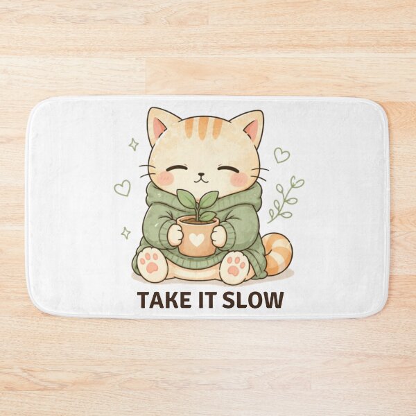 Item preview, Take It Slow Cat | Cute Kawaii Aesthetic | Calm Healing Mood Design designed and sold by The Mood Index.