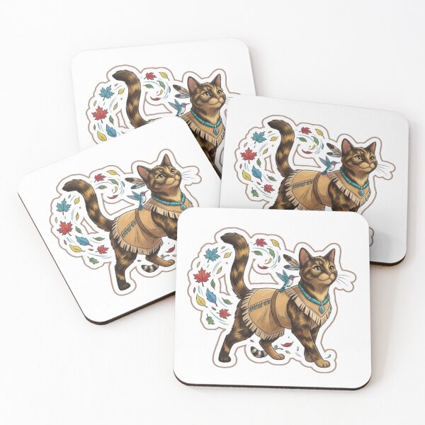 Item preview, Wise Spirit Pocahontas Cat with Autumn Leaves designed and sold by Purely Art Shop.