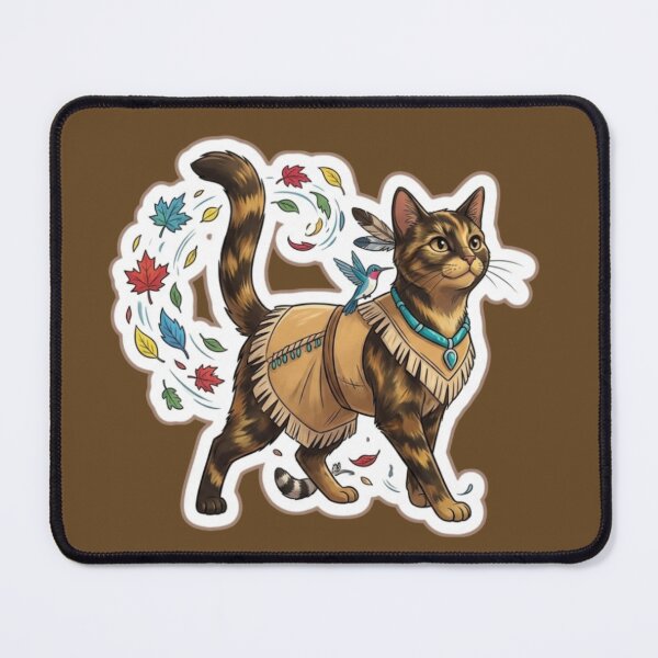 Item preview, Wise Spirit Pocahontas Cat with Autumn Leaves designed and sold by Purely Art Shop.