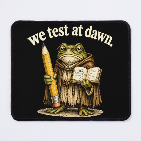 Item preview, We Test At Dawn Medieval Frog Teacher Meme Vintage Exam Humor Shirt designed and sold by LunaMagicStudio.