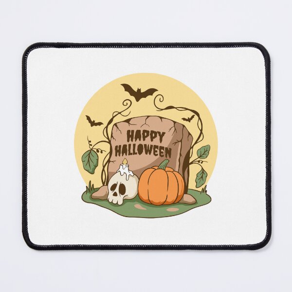 Item preview, Happy Halloween Tombstone with Skull and Pumpkin designed and sold by wyaoter.
