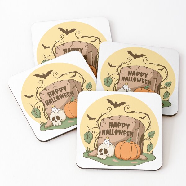 Item preview, Happy Halloween Tombstone with Skull and Pumpkin designed and sold by wyaoter.