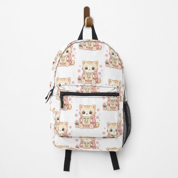 Item preview, One Day at a Time Cat | Cute Kawaii Aesthetic | Motivational Positive Design designed and sold by The Mood Index.