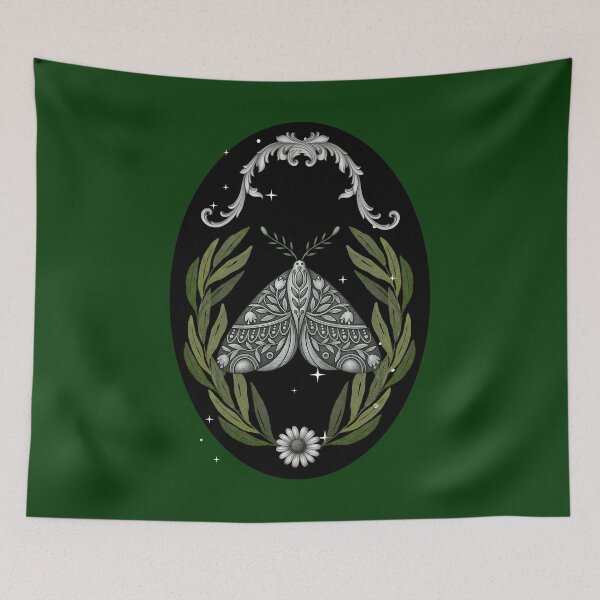 Item preview, Ornate Luna Moth – Botanical Gothic Oval Illustration designed and sold by eachside-nik.