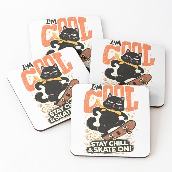 Item preview, I’m Cool Stay Chill and Skate On Funny Skateboarding Cat Design designed and sold by CatLovers Studio.