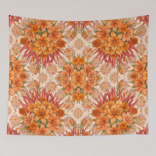 Item preview, Orange Floral Decor & Dress Pattern designed and sold by DesignedOutside.