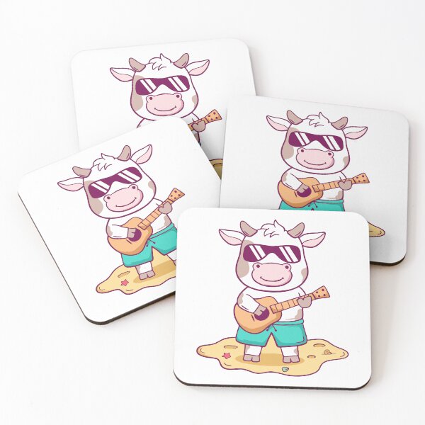 Item preview, Cool Musician Cow Playing Guitar on Beach designed and sold by wyaoter.
