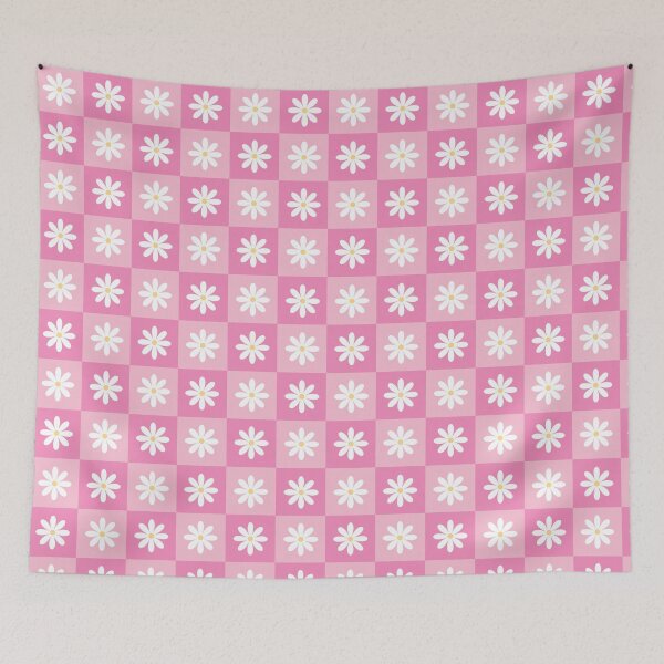 Item preview, White Daisy Pink Checkerboard Pattern designed and sold by SmallDart Creations.
