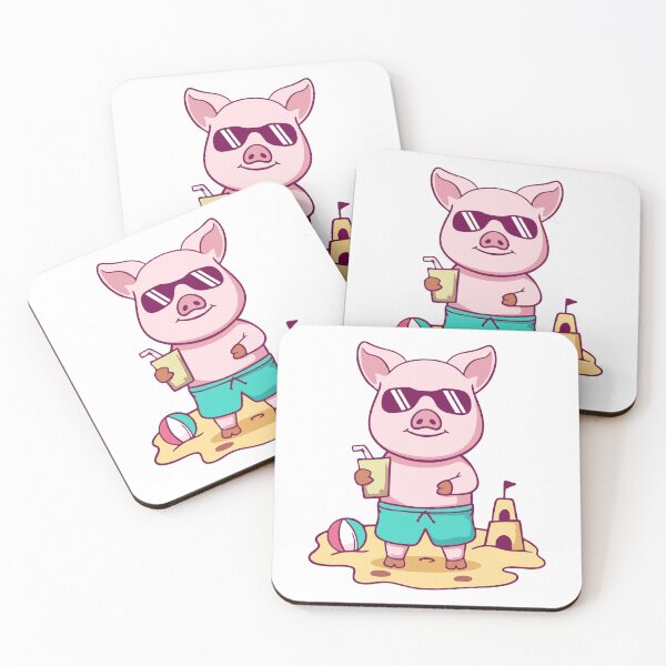 Item preview, Cool Pig Drinking Juice on Summer Beach designed and sold by wyaoter.