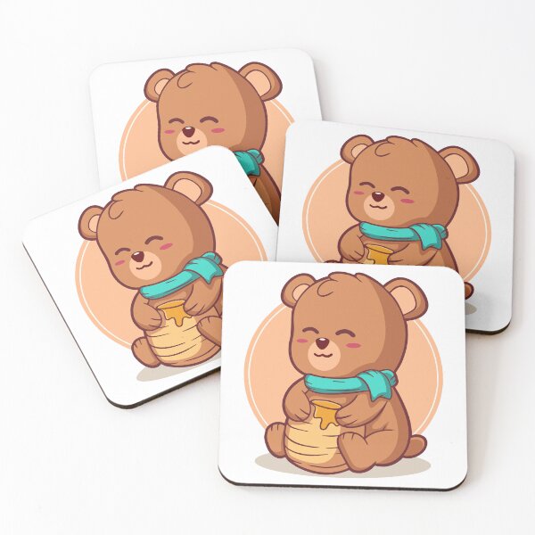 Item preview, Kawaii Teddy Bear with Honey Pot and Scarf designed and sold by wyaoter.