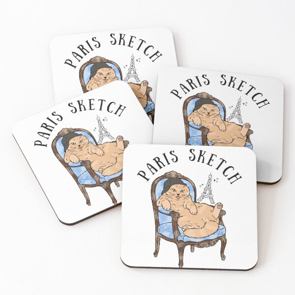 Item preview, Paris Sketch Cozy Cat in French Bistro Chair Illustration designed and sold by Blupunk.