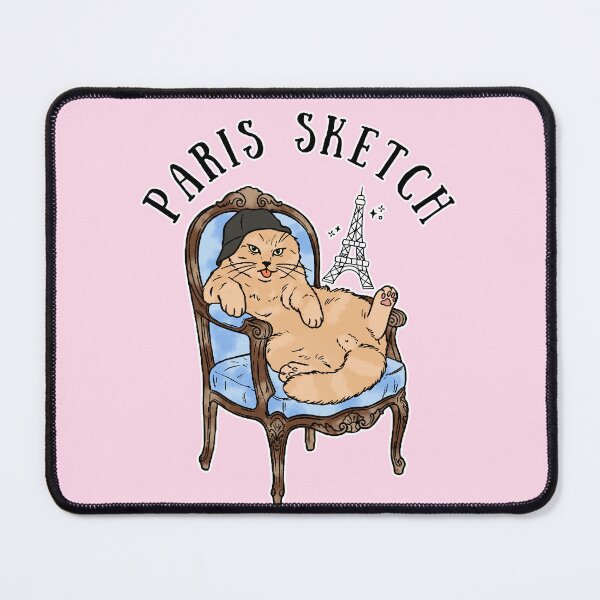 Item preview, Paris Sketch Cozy Cat in French Bistro Chair Illustration designed and sold by Blupunk.