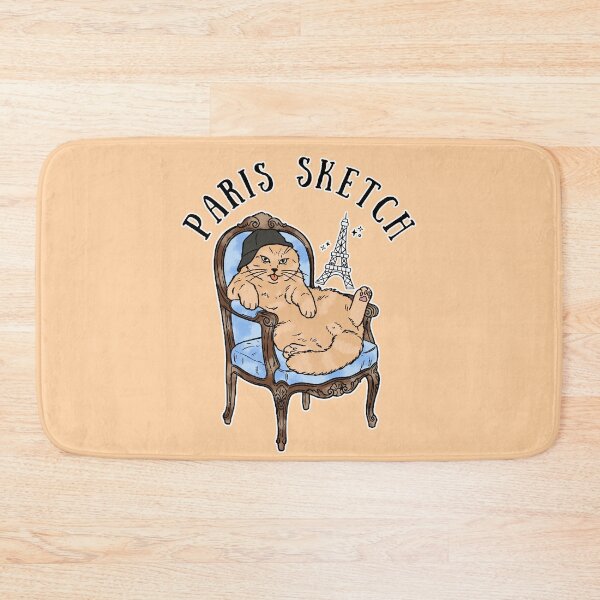 Item preview, Paris Sketch Cozy Cat in French Bistro Chair Illustration designed and sold by Blupunk.