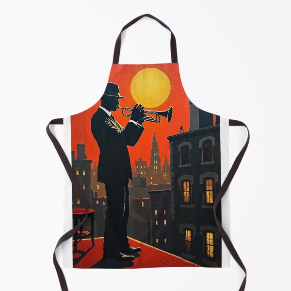 Item preview, Jazz Trumpet Rooftop Silhouette Sunset designed and sold by mittie101.
