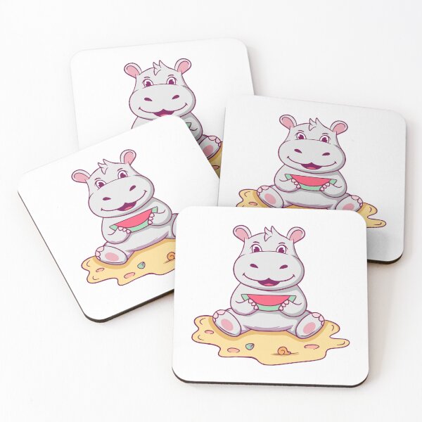 Item preview, Cute Baby Hippo Eating Watermelon designed and sold by wyaoter.